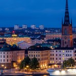 Stockholm på kvelden tatt fra havnen